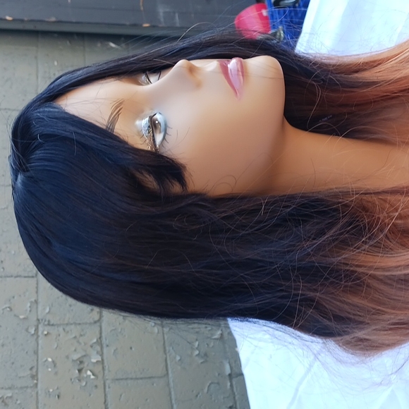 NWOT Long Synthetic wig black and auburn - Picture 2 of 11